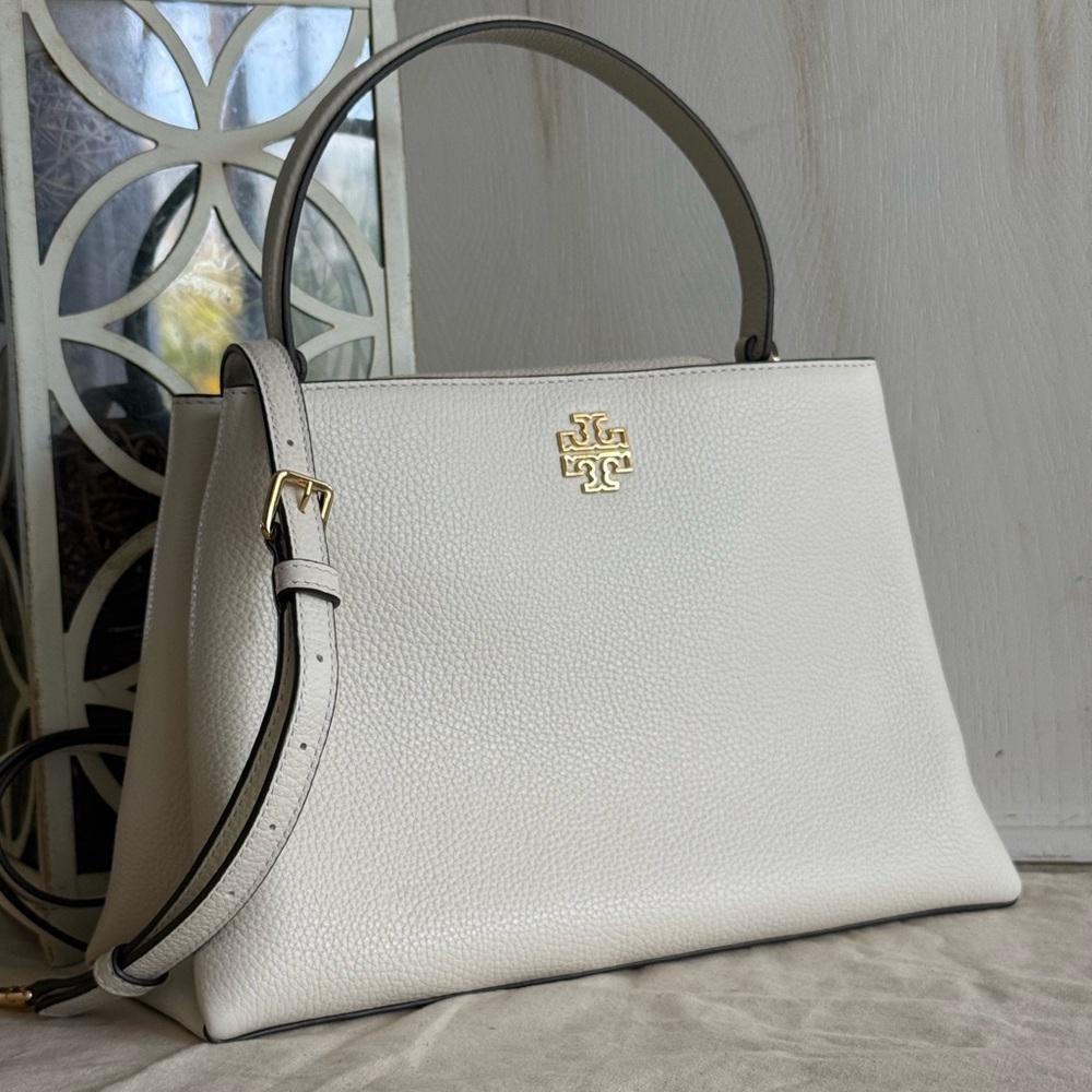 Tory Burch Britten Smooth Satchel, New Ivory, Retail $700